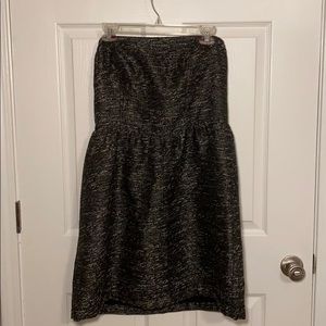Gap Metallic Black/Silver Tweed Strapless Dress